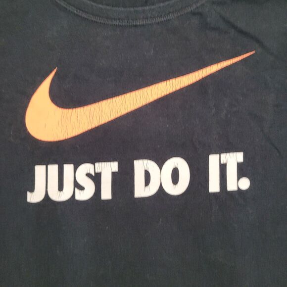 NIKE Center-Check Shirt Womens XL 22x24 Black Just-Do-it - Picture 3 of 13